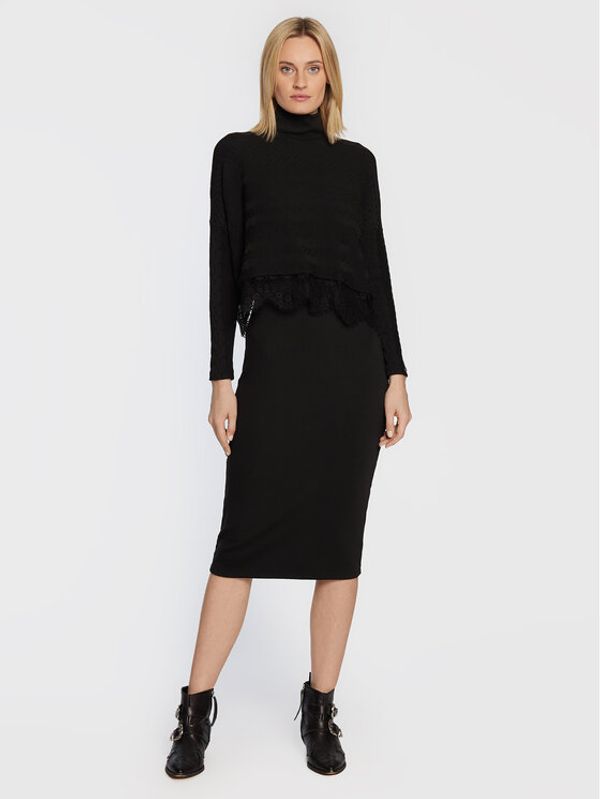 Nissa Nissa Комплект пуловер и рокля RZ13527 Черен Regular Fit
