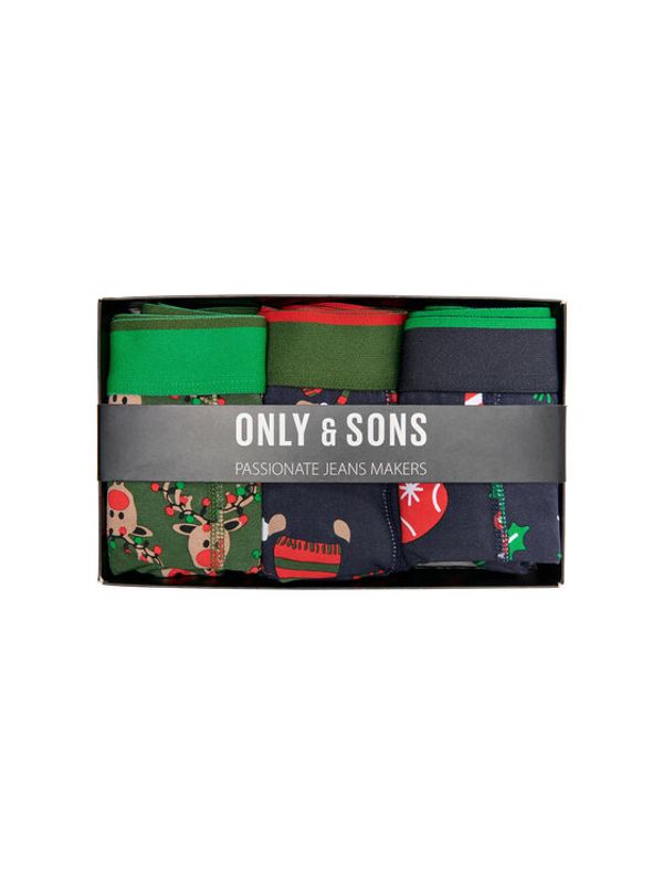 Only & Sons Only & Sons Комплект 3 чифта боксерки X-Mass 22024040 Цветен