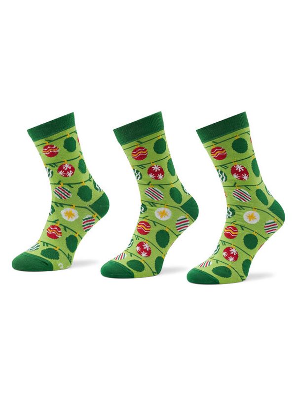 Rainbow Socks Rainbow Socks Комплект 3 чифта дълги чорапи мъжки Xmas Balls Зелен