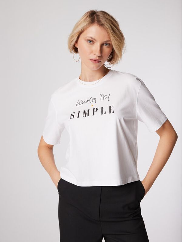 Simple Simple Тишърт TSD550-01 Бял Relaxed Fit