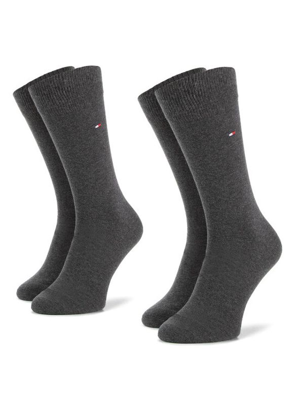Tommy Hilfiger Tommy Hilfiger Комплект 2 чифта дълги чорапи мъжки 371111 Сив