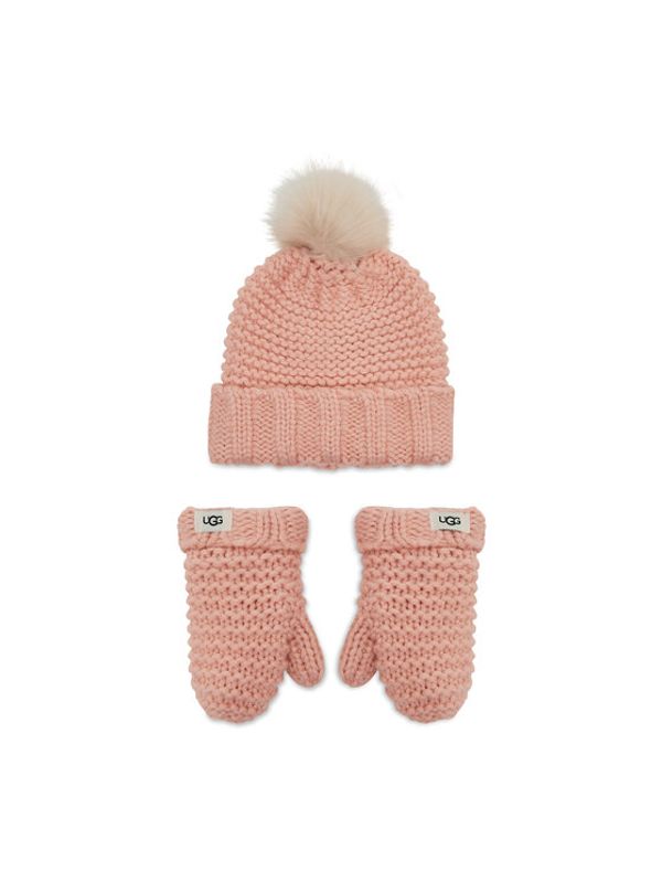 Ugg Ugg Комплект шапка и ръкавици K Infant Knit Set 20124 Розов