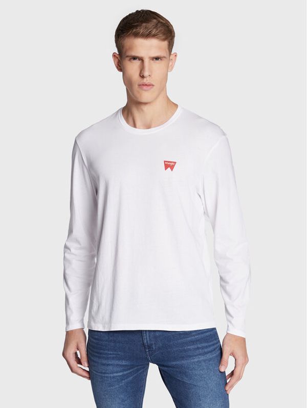 Wrangler Wrangler Тениска с дълъг ръкав Sign Off W70KD3989 112320268 Бял Regular Fit