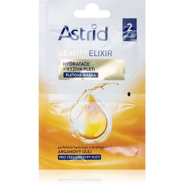 Astrid Astrid Beauty Elixir хидратираща и подхранваща маска за лице с арганово масло 2x8 мл.