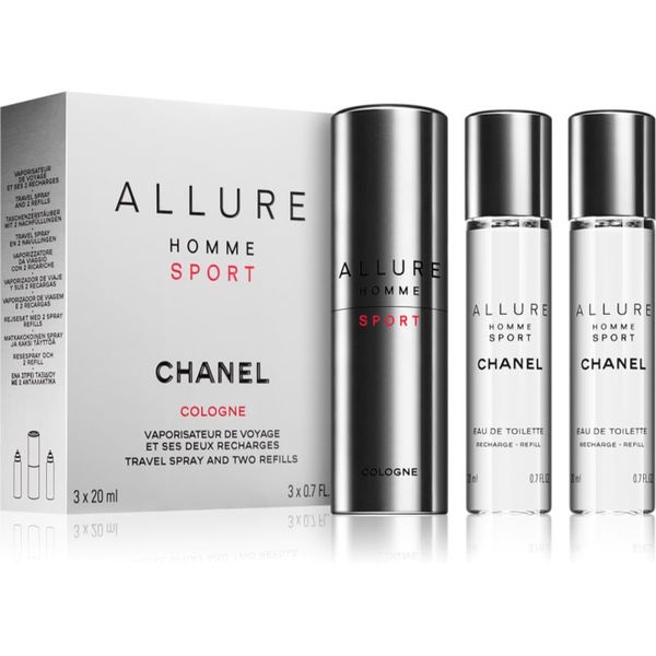 Chanel Chanel Allure Homme Sport Cologne одеколон (1 бр. зареждащ се + 2 бр. пълнеж) за мъже 2x20 мл.