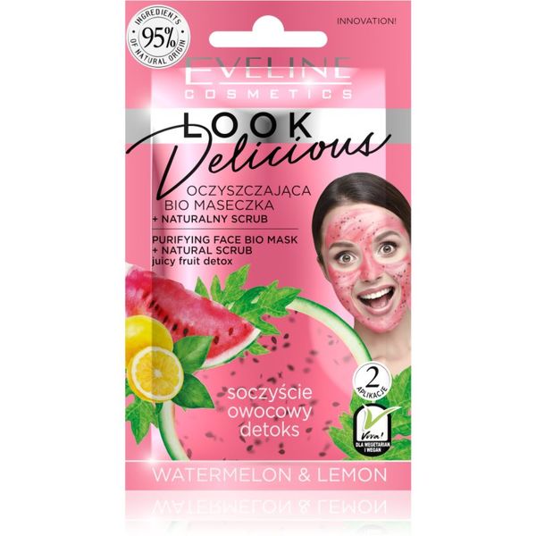Eveline Cosmetics Eveline Cosmetics Look Delicious Watermelon & Lemon хидратираща и озаряващ маска за уморена кожа 10 мл.