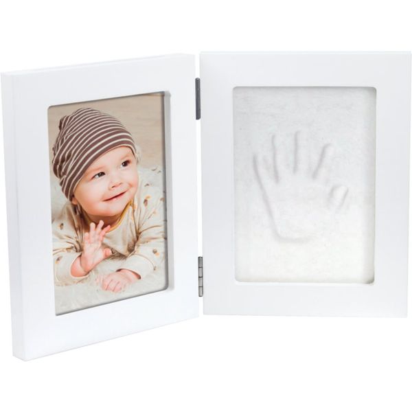Happy Hands Happy Hands Double Frame Small комплект за отпечатъци на бебето White 10 cm x 15 cm + 13 cm x 17 cm 1 бр.