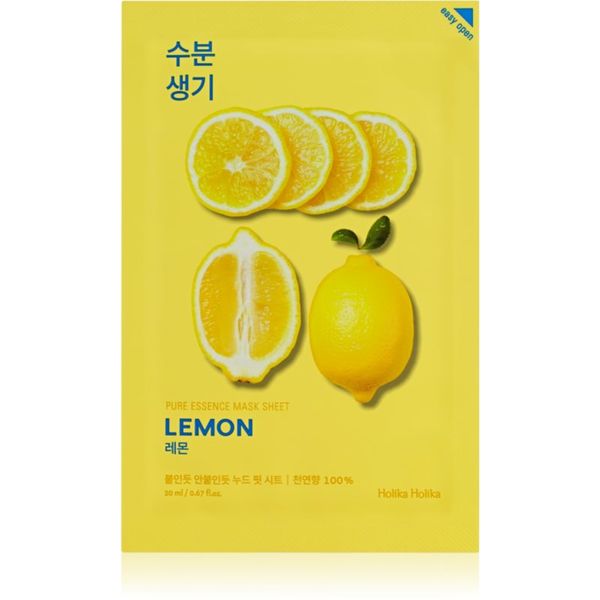 Holika Holika Holika Holika Pure Essence Lemon платнена маска с омекотяващ и освежаващ ефект с витамин С 20 мл.