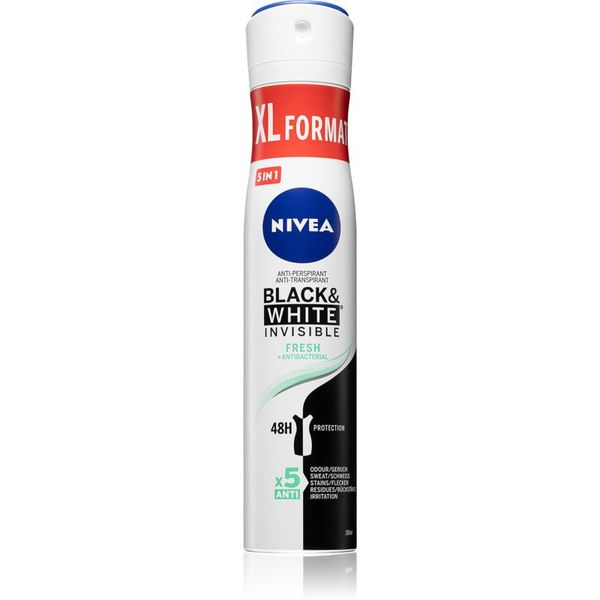 Nivea Nivea Black & White Invisible  Fresh + Antibacterial антиперспирант-спрей за жени 200 мл.