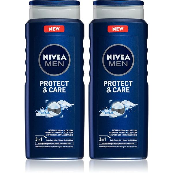 Nivea NIVEA MEN Protect & Care душ-гел за лице, тяло и коса 2 x 500 ml(изгодна опаковка)