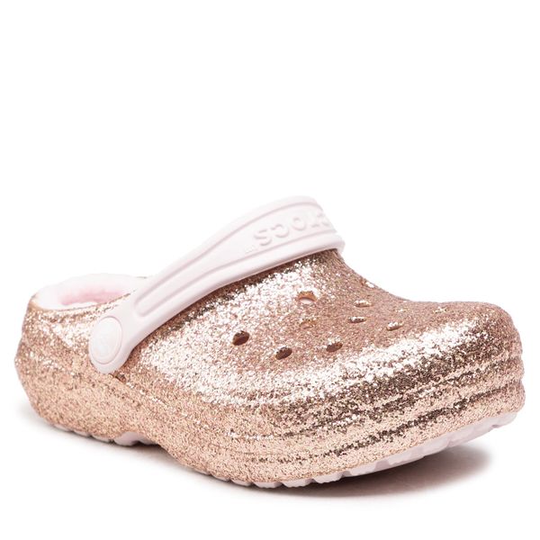 Crocs Чехли Crocs Classic Lined Glitter Clog K 207462 Gold/Barely Pink
