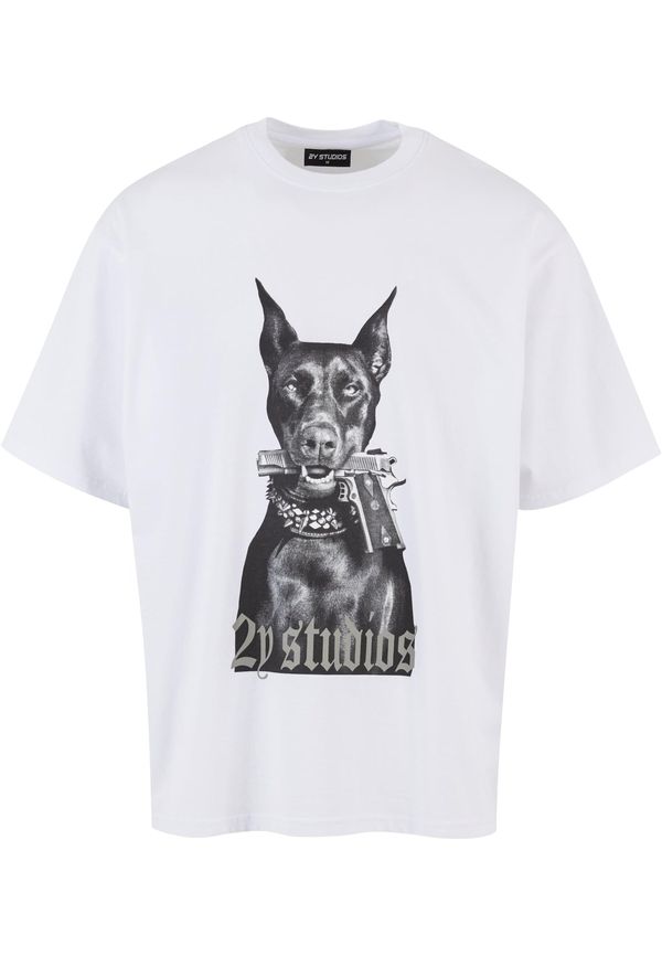 2Y Studios 2Y Studios Тениска 'Doberman'  сиво / черно / бяло