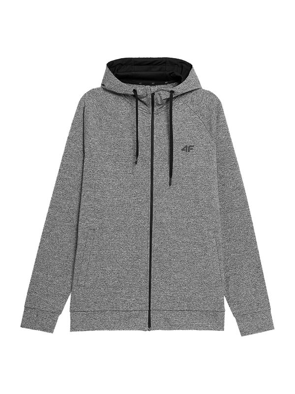 4F 4F Спортна жилетка с качулка  светлосиво / черно