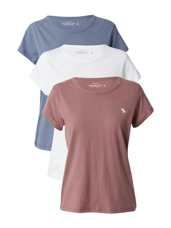 Abercrombie & Fitch Abercrombie & Fitch Тениска  гълъбово синьо / бургундово червено / бяло