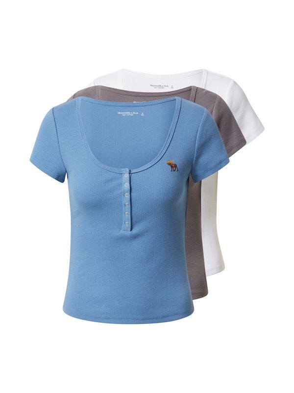 Abercrombie & Fitch Abercrombie & Fitch Тениска  синьо / сиво / бяло