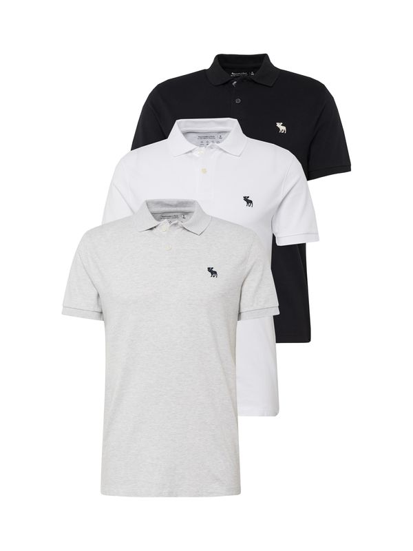 Abercrombie & Fitch Abercrombie & Fitch Тениска  сив меланж / черно / бяло