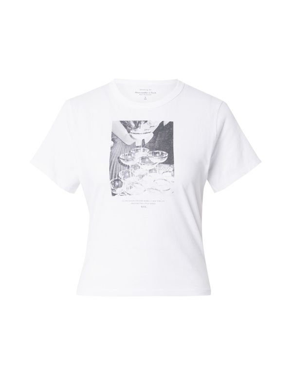 Abercrombie & Fitch Abercrombie & Fitch Тениска 'SKIMMING PARTY PHOTOREAL'  черно / бяло