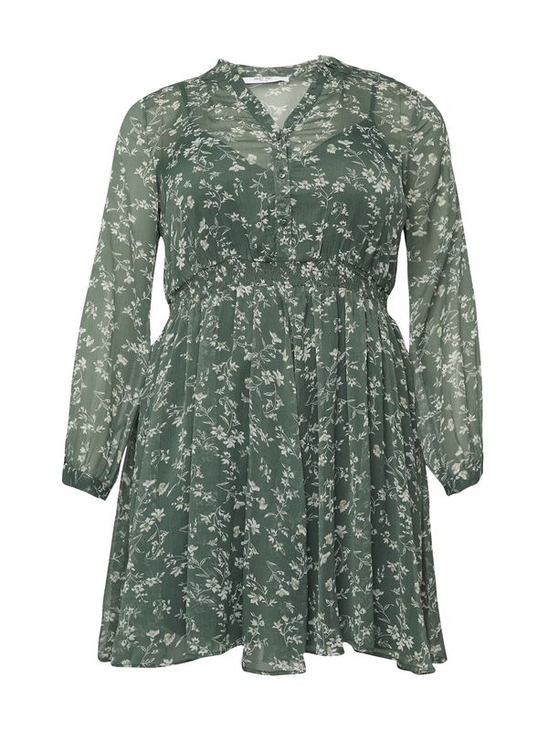 ABOUT YOU Curvy ABOUT YOU Curvy Рокля тип риза 'Linda'  светлозелено / тъмнозелено / бяло