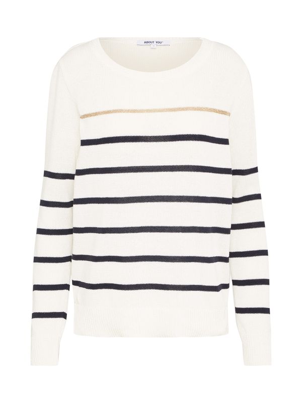 ABOUT YOU ABOUT YOU Пуловер 'Meike'  тъмносиньо / бяло
