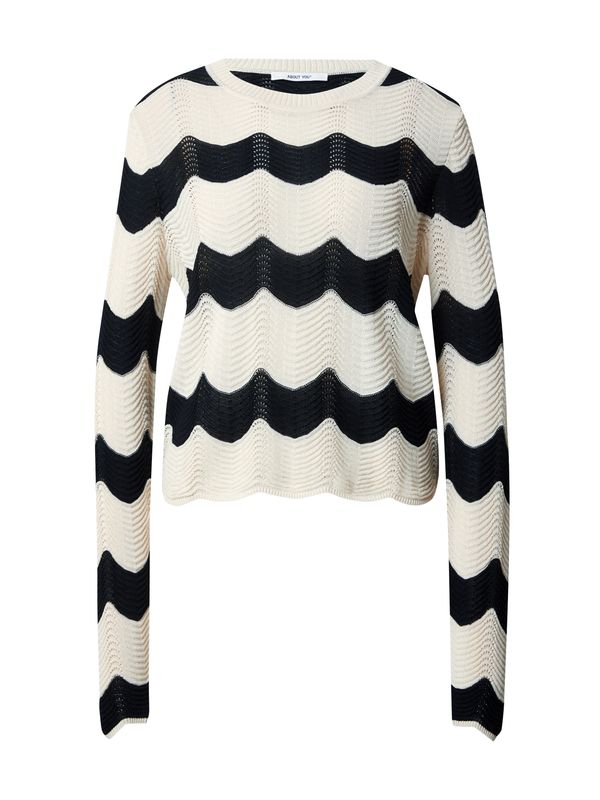 ABOUT YOU ABOUT YOU Пуловер 'Senta'  черно / бяло