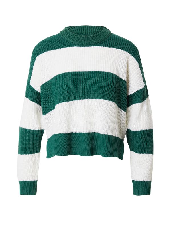 ABOUT YOU ABOUT YOU Пуловер 'Thassia'  тъмнозелено / бяло