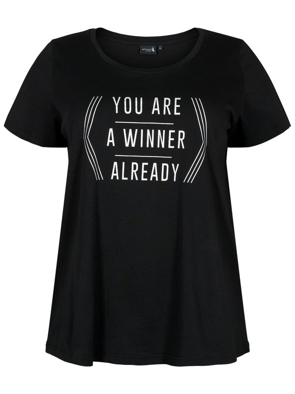 Active by Zizzi Active by Zizzi Тениска 'ALOGO'  черно / бяло