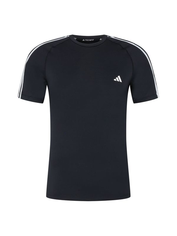 ADIDAS PERFORMANCE ADIDAS PERFORMANCE Функционална тениска 'Techfit 3-Stripes '  черно / бяло