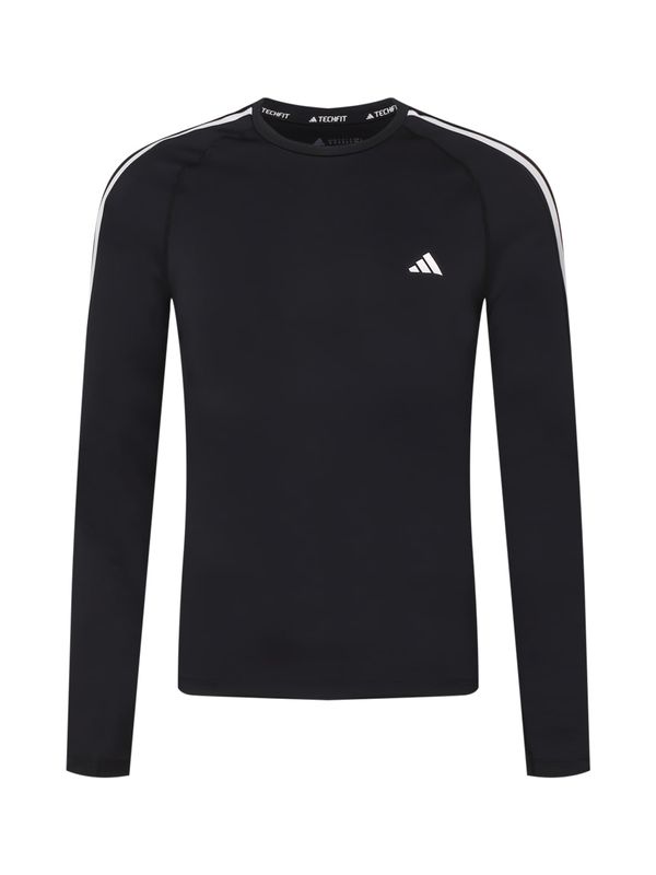 ADIDAS PERFORMANCE ADIDAS PERFORMANCE Функционална тениска 'Techfit 3-Stripes'  черно / бяло