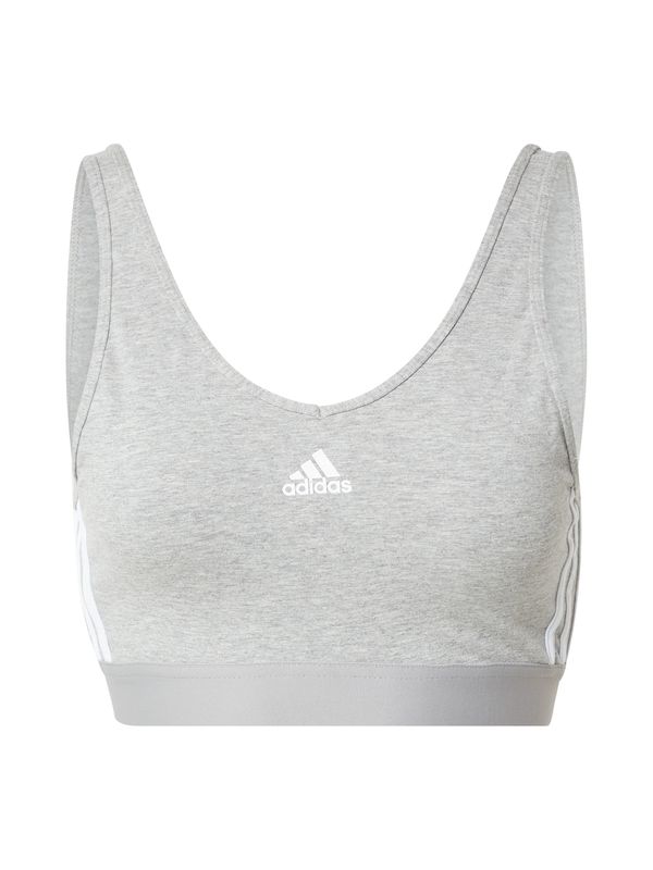 ADIDAS SPORTSWEAR ADIDAS SPORTSWEAR Спортен сутиен 'Essentials 3-Stripes With Removable Pads'  сив меланж / бяло