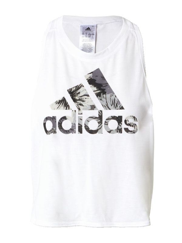 ADIDAS SPORTSWEAR ADIDAS SPORTSWEAR Спортен топ 'Aeroready Floral'  сиво / черно / бяло