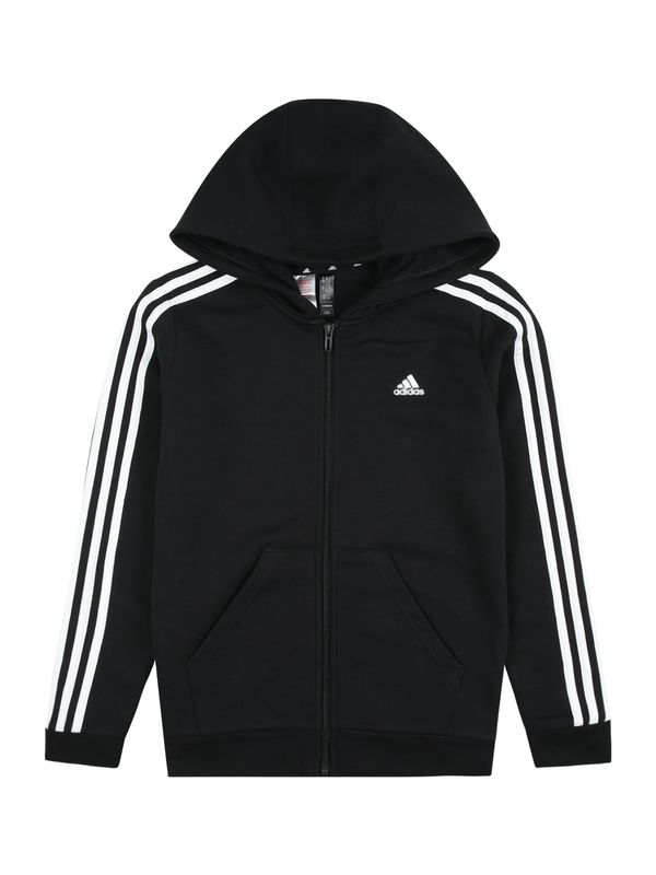 ADIDAS SPORTSWEAR ADIDAS SPORTSWEAR Спортна жилетка с качулка 'Essentials 3-Stripes Fleece '  черно / бяло