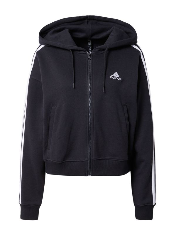 ADIDAS SPORTSWEAR ADIDAS SPORTSWEAR Спортна жилетка с качулка 'Essentials 3-Stripes French Terry '  черно / бяло