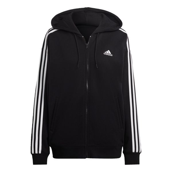 ADIDAS SPORTSWEAR ADIDAS SPORTSWEAR Спортна жилетка с качулка 'Essentials 3-Stripes French Terry '  черно / бяло