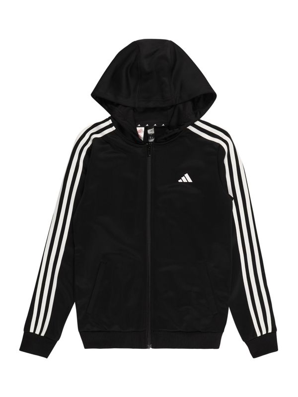 ADIDAS SPORTSWEAR ADIDAS SPORTSWEAR Спортна жилетка с качулка 'Essentials'  черно / бяло