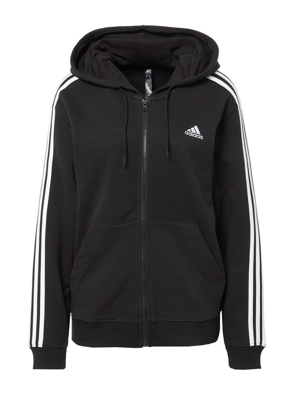 ADIDAS SPORTSWEAR ADIDAS SPORTSWEAR Спортна жилетка с качулка 'Essentials'  черно / бяло
