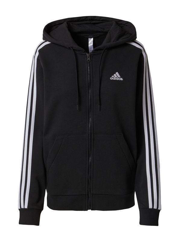 ADIDAS SPORTSWEAR ADIDAS SPORTSWEAR Спортна жилетка с качулка 'Essentials'  черно / бяло