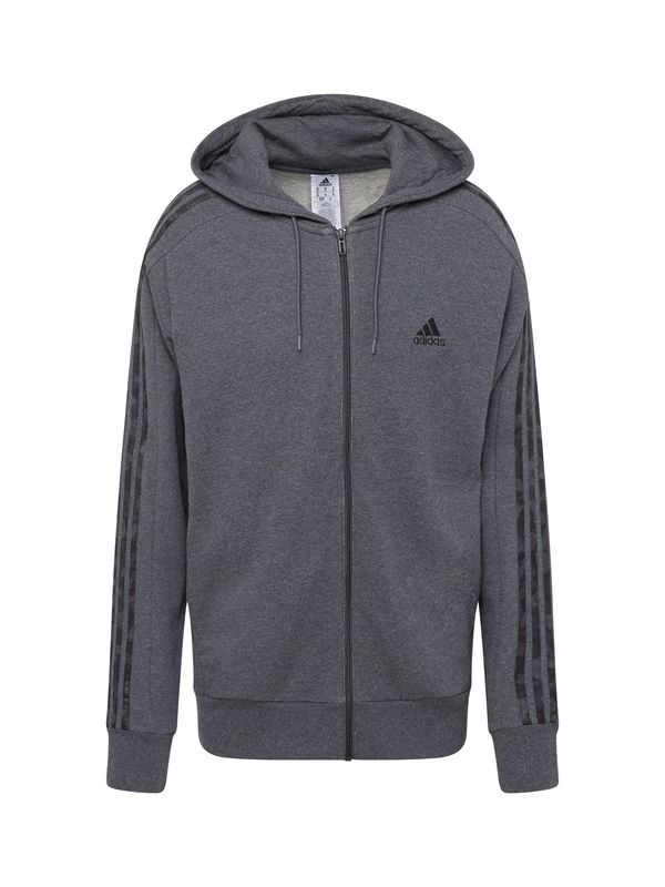 ADIDAS SPORTSWEAR ADIDAS SPORTSWEAR Спортна жилетка с качулка 'Essentials French Terry 3-Stripes '  антрацитно черно / тъмносиво
