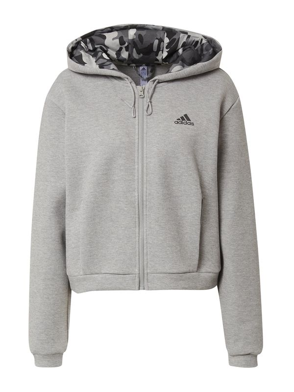 ADIDAS SPORTSWEAR ADIDAS SPORTSWEAR Спортна жилетка с качулка 'Graphic '  тъмносиво / сив меланж / черно
