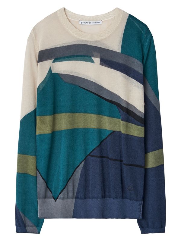 Adolfo Dominguez Adolfo Dominguez Пуловер  синьо / сиво / зелено / черно / мръсно бяло