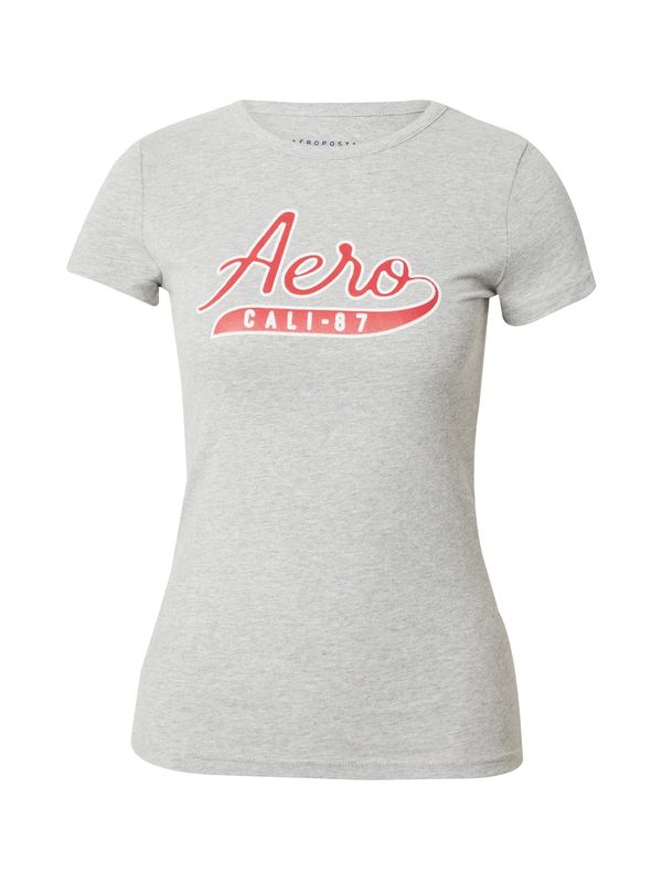 AÉROPOSTALE AÉROPOSTALE Тениска 'CALI'  сив меланж / алено / естествено бяло