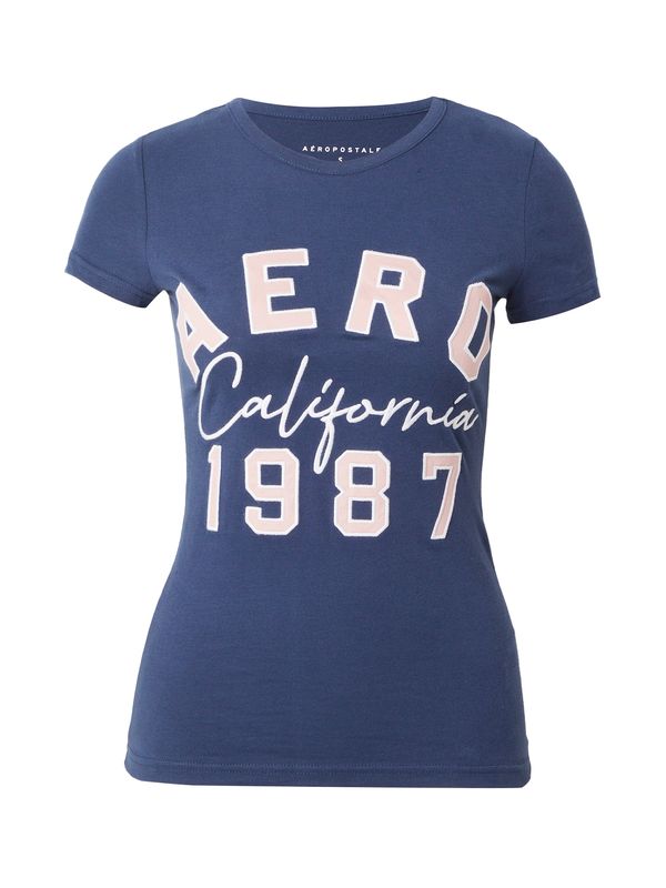 AÉROPOSTALE AÉROPOSTALE Тениска 'CALIFORNIA 1987'  нейви синьо / бледорозово / бяло