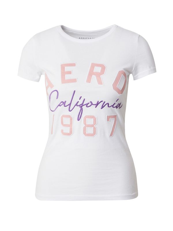 AÉROPOSTALE AÉROPOSTALE Тениска 'CALIFORNIA 1987'  слива / розе / бяло