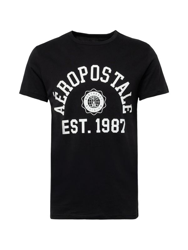 AÉROPOSTALE AÉROPOSTALE Тениска  черно / бяло