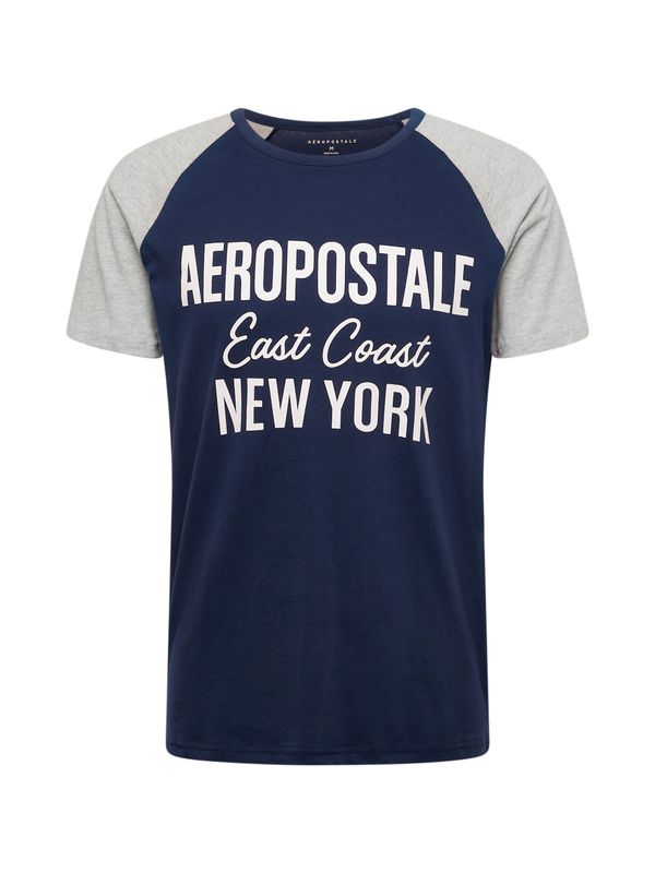 AÉROPOSTALE AÉROPOSTALE Тениска 'EAST COAST'  нейви синьо / сив меланж / бяло