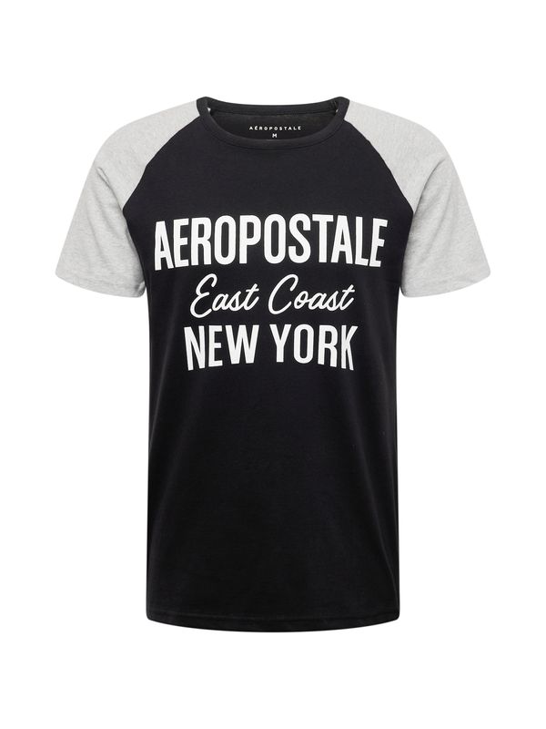 AÉROPOSTALE AÉROPOSTALE Тениска 'EAST COAST'  сив меланж / черно