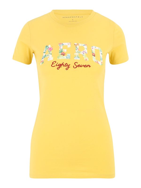 AÉROPOSTALE AÉROPOSTALE Тениска 'JUN AERO'  жълто / лилав / винено червено / бяло