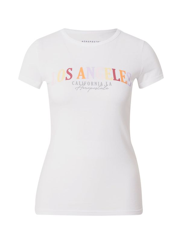 AÉROPOSTALE AÉROPOSTALE Тениска 'LOS ANGELES CALIFORNIA'  сиво / пастелнолилаво / оранжево / бяло