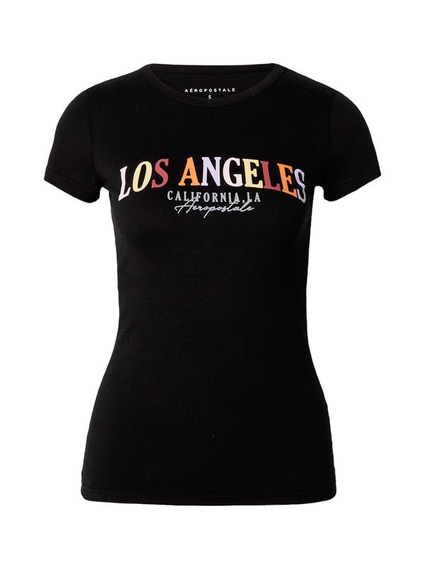 AÉROPOSTALE AÉROPOSTALE Тениска 'LOS ANGELES CALIFORNIA'  светложълто / люляк / оранжево / черно