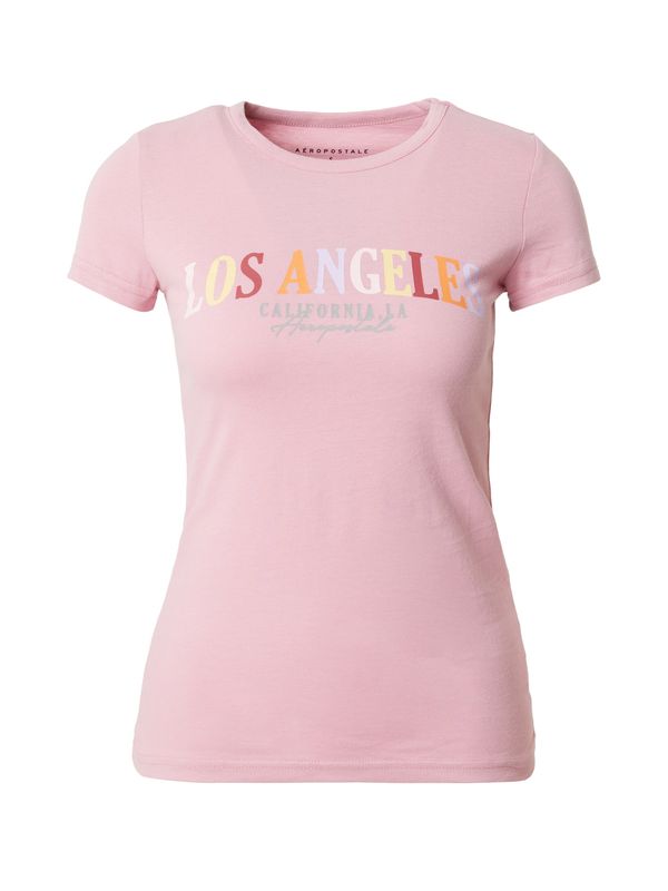 AÉROPOSTALE AÉROPOSTALE Тениска 'LOS ANGELES CALIFORNIA'  жълто / бледоморав / оранжево / тъмночервено