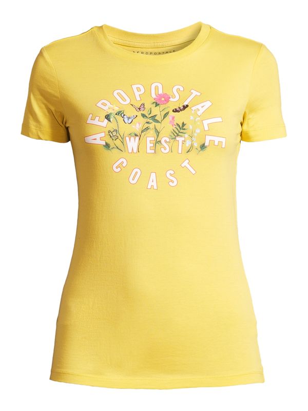 AÉROPOSTALE AÉROPOSTALE Тениска 'MAY'  жълто / маслина / светлорозово / бяло